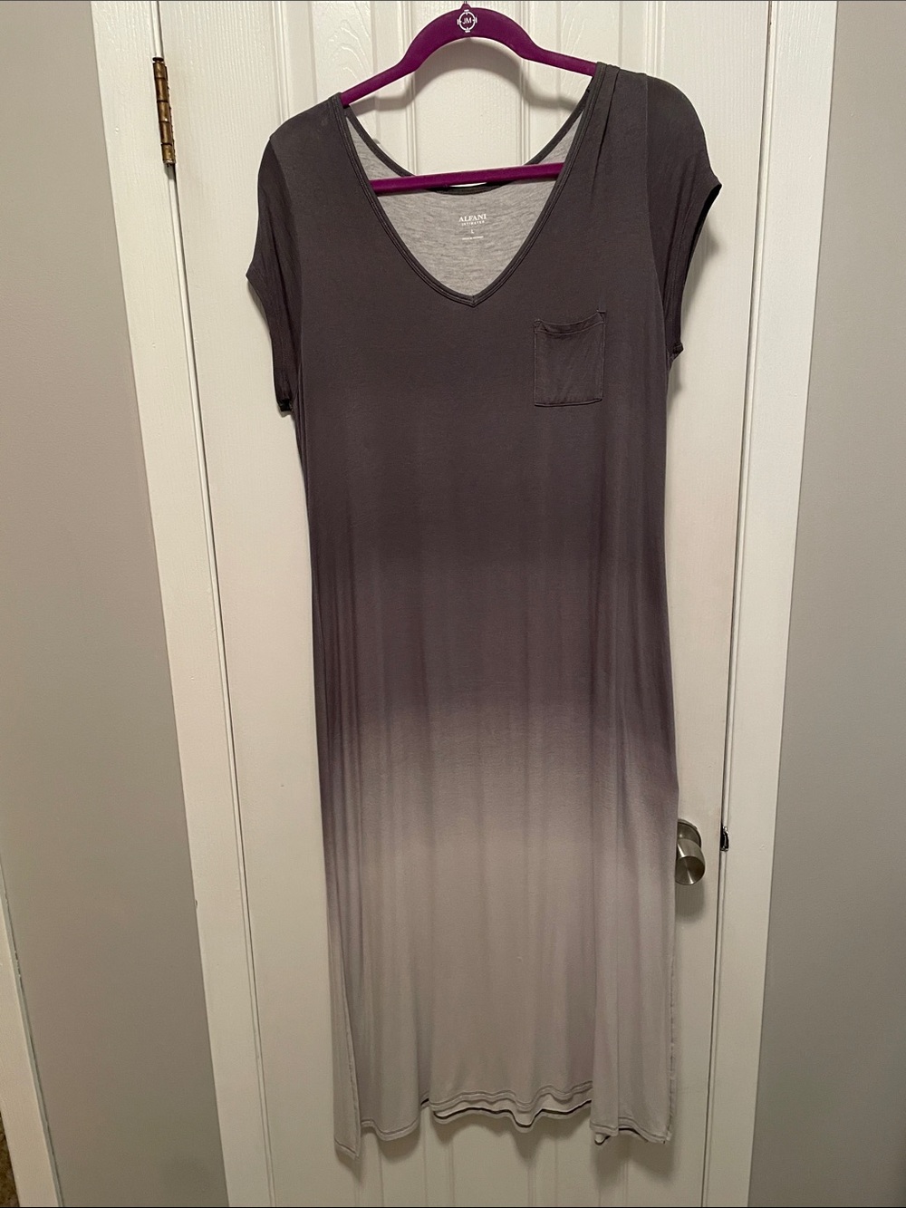Alfani Gray Ombre V-Neck Maxi Dress